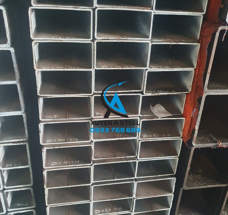 THÉP HỘP CHỮ NHẬT 160X80 DÀY 4LY/4MM/4LI